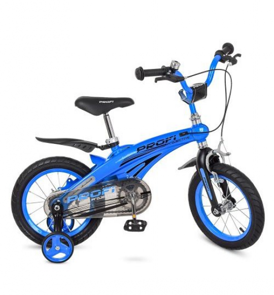 Велосипед детский PROF1 12д. LMG12125 (1шт) Projective,магнез.рама,синий, доп.колеса Фото