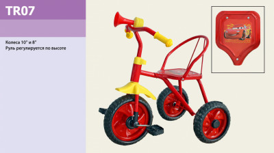 Велосипед 3-х колес TR07-C (6шт) Красный, колеса 10'' и 8'', клаксон