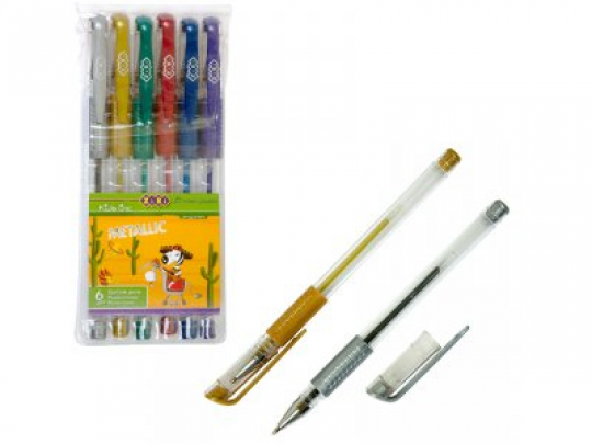 Набір з 6-ти гелевих ручок METALLIC, 6 кольорів Фото