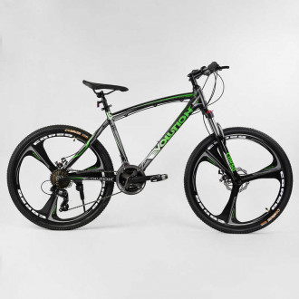 Велосипед Спортивный CORSO «Evolution» 26&quot; дюймов 46225 (1) рама алюминиевая, оборудование Shimano 21 скорость, литые диски, собран на 75%