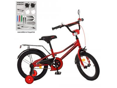 Велосипед детский PROF1 18д. Y18221 (1шт) Prime, красный,звонок,доп.колеса