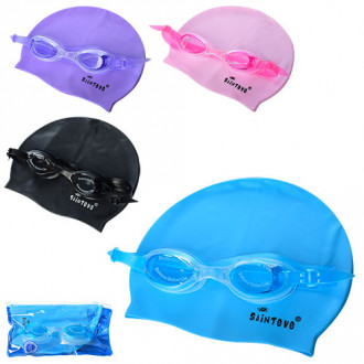 Набор для плавания (шапочка 22*19см, очки-регул.ремешок),4 цвета, в пак.21*10*4см(72шт)