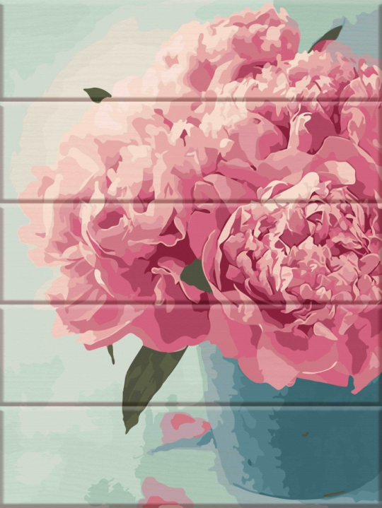 Картина по номерам на дереве &quot;Розовые пионы&quot;, в кор. 30*40см, ТМ ArtStory Фото