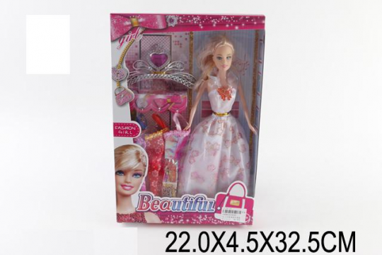 Кукла типа &quot;Барби &quot; 622C (96шт/3) с платьями, диадемой, аксесс, в коробке 22*4, 5*32, 5см Фото