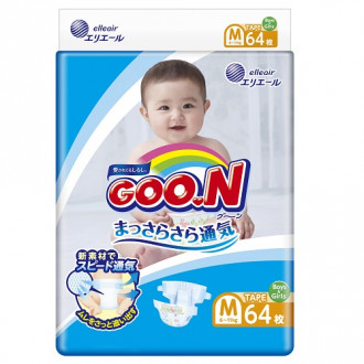 Подгузники GOO.N для детей 6-11 кг (размер M, на липучках, унисекс, 64 шт)