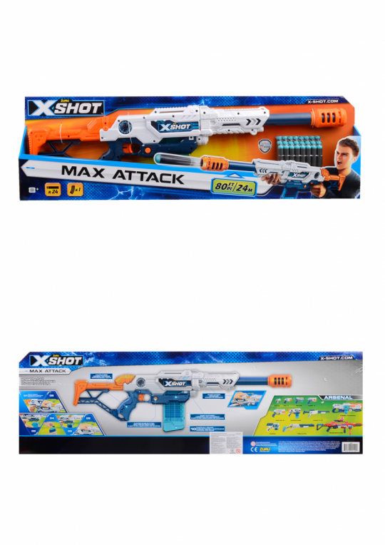 X-Shot Бластер Large Max Attack (10 патронов) 80*7*24см Фото