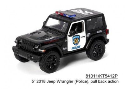 Машина метал. &quot;Kinsmart&quot;  Jeep Wrangler Police инерц., откр. дв., в кор.  (96шт)