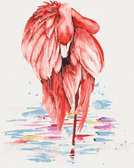 Роспись по номерам Животные, птицы &quot;Грациозный фламинго 2&quot;, в термопакете 40*50см