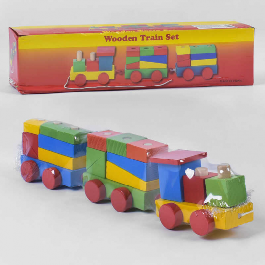 Деревянный конструктор Поезд С 39264 (80) в коробке Фото