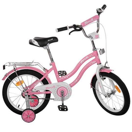 Велосипед детский PROF1 16д. L1691 (1шт) Star, розовый,звонок,доп.колеса Фото
