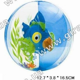 Мяч надувн. 58031 (24шт) &quot;Рыбка &quot; с надувной рыбкой внутри, 2цвета (роз., син.) (3+ лет) (61см) 13*4*16, 5см