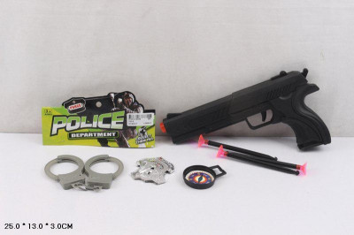 Полицейский набор 330-9 (360шт/2) пистолеты, присоски, наручники, в пакете 25*13*3см