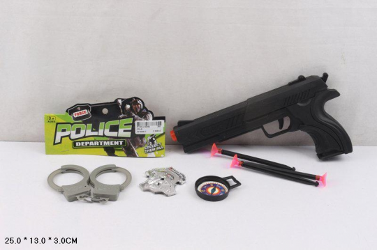 Полицейский набор 330-9 (360шт/2) пистолеты, присоски, наручники, в пакете 25*13*3см Фото