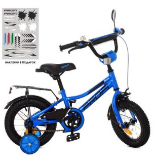 Велосипед детский PROF1 12д. Y12223 (1шт) Prime, синий,звонок,доп.колеса