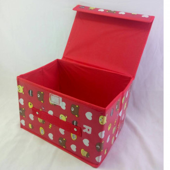 Ящик для хранения, ПВХ 26*20*16 см красный с мишками