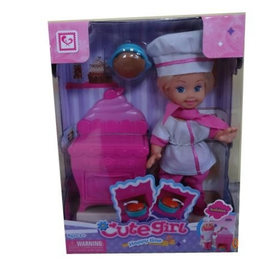 Кукла маленькая  повар K899-18  &quot;Кондитер &quot;, с печкой, пирогом, в кор. Фото
