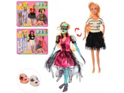 Кукла с нарядом DEFA 8411-BF (24шт) 28см,маски,аксессуары,платье,3 вида, на листе,42-33-4см