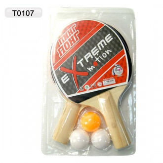 Теннис настольный T0107 (40шт) 2 ракетки + 3 мячика, под слюдой 25*15см