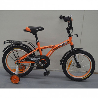Велосипед 2-х колес. дет. PROF1 14д., Racer, оранжевый, звонок, доп.колеса (1шт)