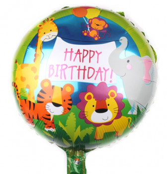 Фольгированный шар Happy Birthday зверюшки