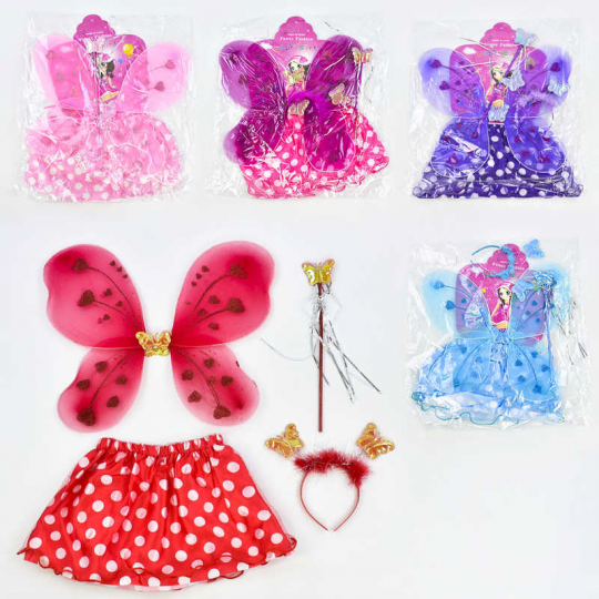 Карнавальный набор для девочки Бабочка C 31249 (100) 4 предмета: юбка, крылья, жезл, ободок Фото