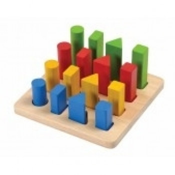 Деревянная игрушка геометрические блоки больше-меньше