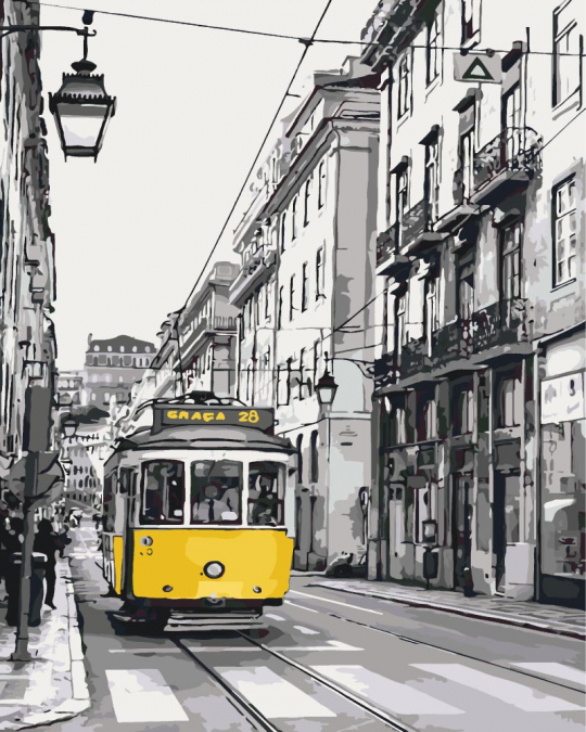 Роспись по номерам &quot;Желтый трамвайчик&quot;, в термопакете 40*50см Фото