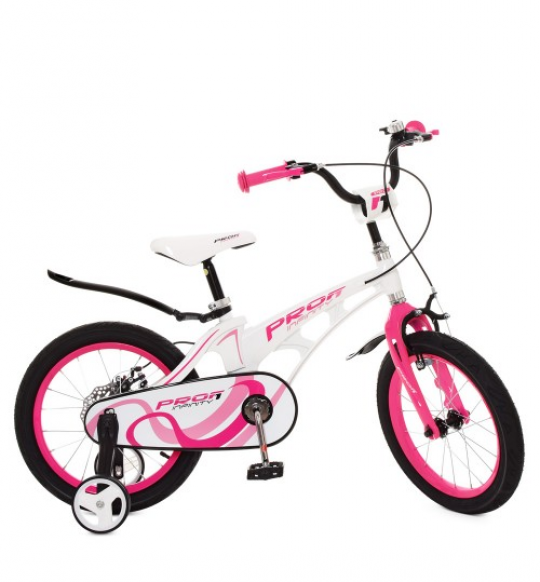 Велосипед детский PROF1 16д. LMG16204 (1шт) Infinity,магнез.рама,бел-розов.,звонок,доп.кол Фото