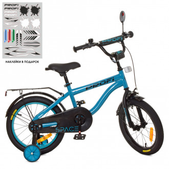Велосипед детский PROF1 18д. SY18151 (1шт)Space,изумруд,свет,звонок,зерк.,доп.колеса