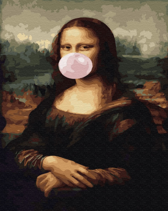 Картина по номерам Мона Лиза с жвачкой, в термопакете 40*50см Фото