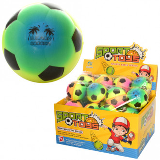 Мяч детский фомовый E3002 (576шт) 7см, футбол, радуга, 24шт в дисплее, 29,5-22,5-15см