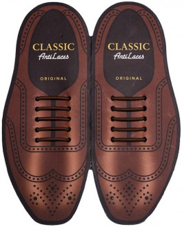 Силиконовые  шнурки AntiLaces Classic, 30 мм, 10 шт, коричневые