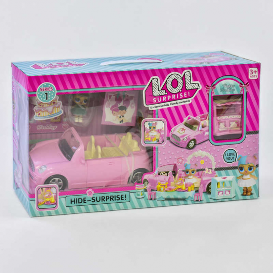 Набор с куклой QL 055-1 (12) автомобиль трансформируется, с аксессуарами, 2 куклы в наборе, в коробке Фото