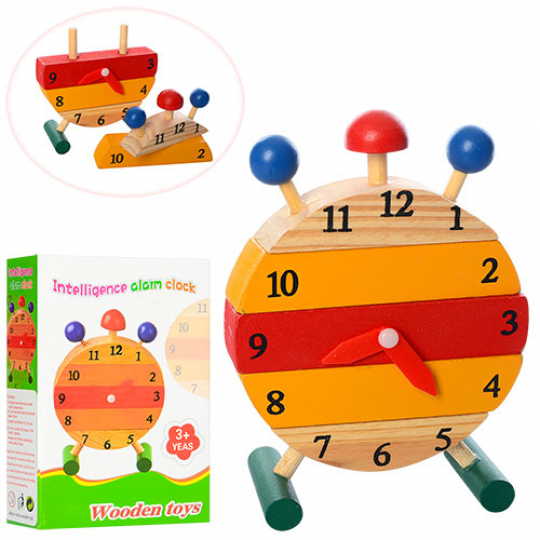 Деревянная игрушка Часы MD 1141 (100шт) 17см, геометрика, в кор-ке, 13-18,5-5см Фото