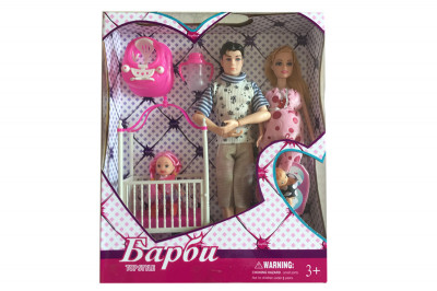 Кукла типа Барби&quot;Семья&quot; 18022 (180022B ) (36шт/2) беременная,Кен, куколка,кроватка,ходун,аксесс.в ко