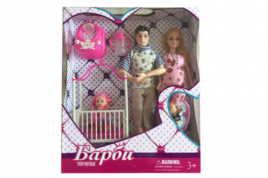 Кукла типа Барби&quot;Семья&quot; 18022 (180022B ) (36шт/2) беременная,Кен, куколка,кроватка,ходун,аксесс.в ко Фото