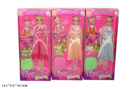 Кукла типа Барби &quot;Беременная&quot; 116-17 (60шт) 3вида,с куколкой,платьями,чемоданом в кор.14*5,5*32см Фото
