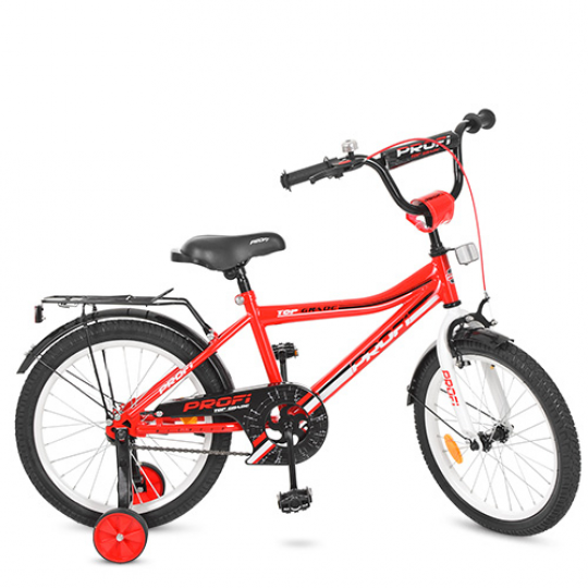 Велосипед детский PROF1 18д. Y18105 (1шт) Top Grade, красный,звонок,доп.колеса Фото