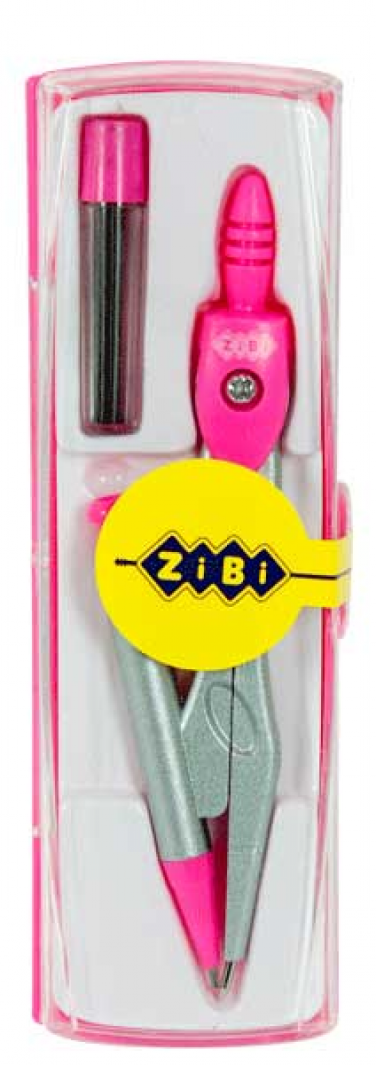 Циркуль с механическим карандашом в пластиковом пенале+ запасной грифель, розовый, 2шт.в уп. Фото