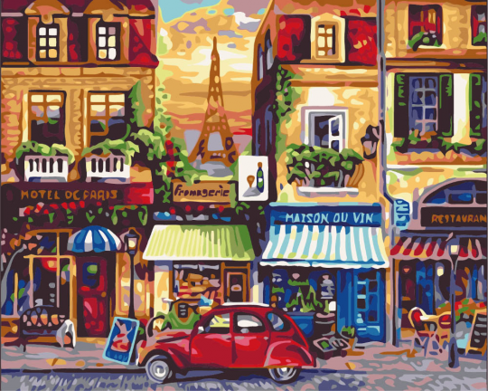 Роспись по номерам Городской пейзаж &quot;Улицы Парижа&quot;, в термопакете 40*50см Фото
