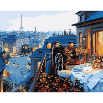 Роспись по номерам Городской пейзаж &quot;Вид на Париж&quot;, в термопакете 40*50см