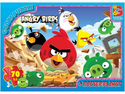 Пазлы серии &quot;Angry Birds&quot; 70 эл. (полотно 210*300мм) в кор. 19х13х3см GToys