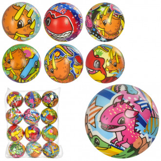 Мяч детский фомовый MS 3480 (360шт) 6,3см, 6видов, динозавры, упаковка 12шт