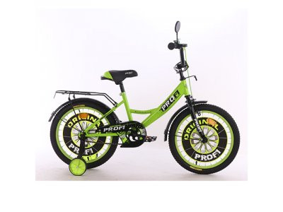 Велосипед детский PROF1 14д. XD1442 (1шт) Original boy,салатово-черный,свет,звонок,зерк.,доп.колеса