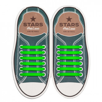 Силиконовые  шнурки AntiLaces Stars, 56,5 мм, 12 шт, зеленые