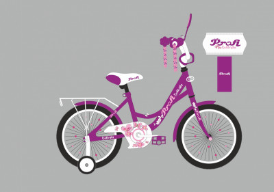 Велосипед детский PROF1 16д. Y1626 (1шт) Butterfly,SKD45,фуксия,звонок,фонарь,доп.кол