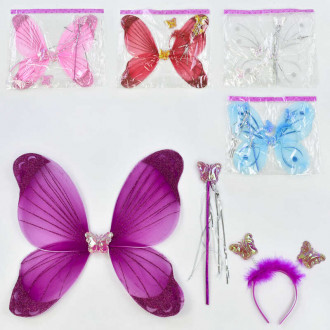 Карнавальный набор для девочки Бабочка C 31252 (300) 3 предмета: крылья, жезл, ободок