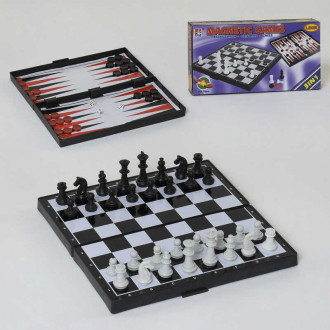 Шахматы магнитные &quot;3 в1&quot; JH 618-25 (72/2) в коробке
