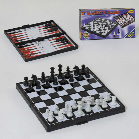 Шахматы магнитные &quot;3 в1&quot; JH 618-25 (72/2) в коробке Фото