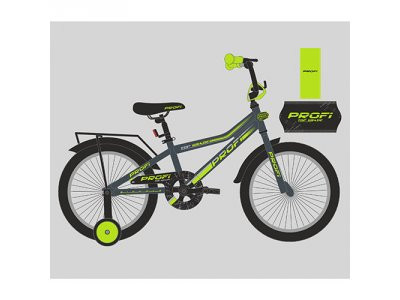 Велосипед детский PROF1 18д. Y18108 (1шт) Top Grade,графит-салат.(мат),звонок,доп.колеса